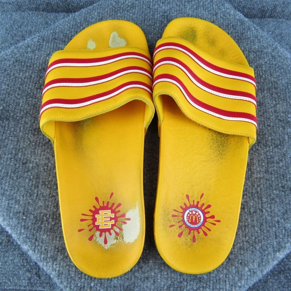 adidas McDonalds Eric Emanuel Men Slide Sandals Yellow Synthetic Slip On Size 12